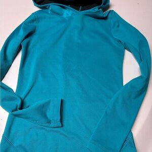 Under Armour ColdGear Fitted Pull Over Hoodie Size S Teal Aqua.